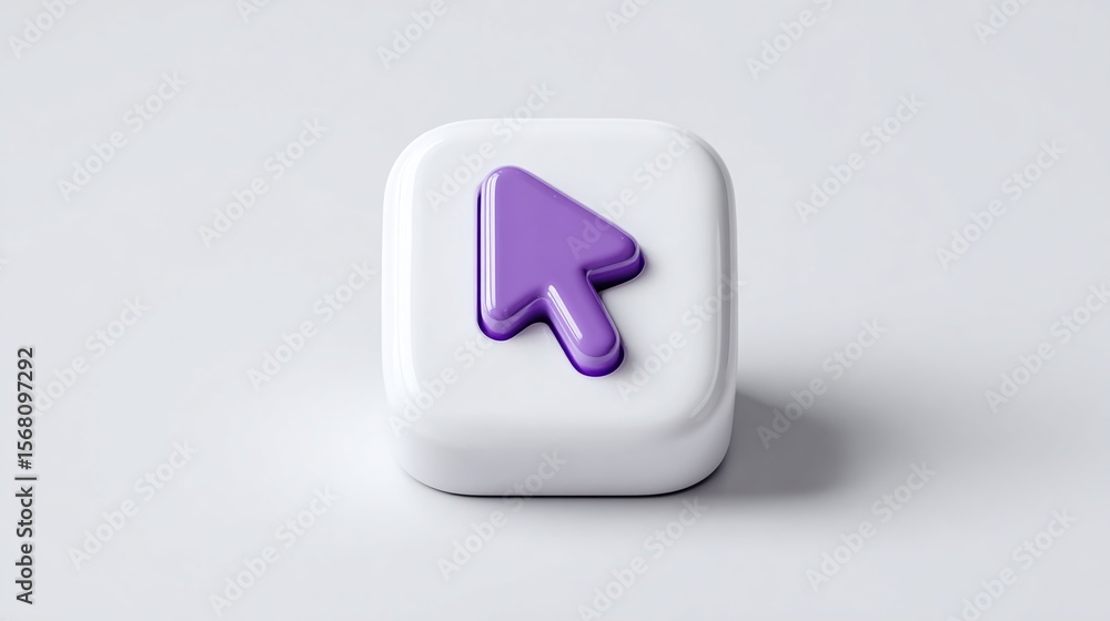 Fototapete 3d pointer icon on a white cube, representing navigation or user interface elements. suitable for te