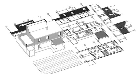 architecture modern house 3d illustration