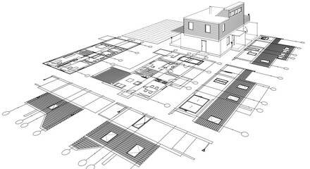 architecture modern house 3d illustration
