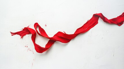 Red Paint Stroke on White Textured Background
