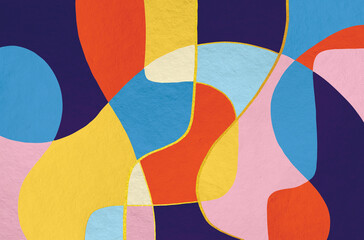 Abstract geometric art illustration, Abstract geometric art with freeform shapes painted in multicolor painting and soft texture.