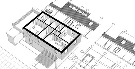 architecture modern house 3d illustration