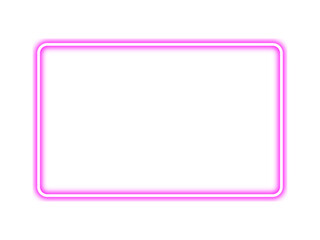 Pink neon rectangle, Pink neon glow rectangular frame, Pink neon border. Vector illustration.