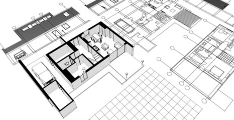 architecture modern house 3d illustration