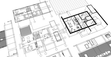 architecture modern house 3d illustration