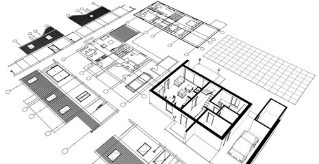 architecture modern house 3d illustration