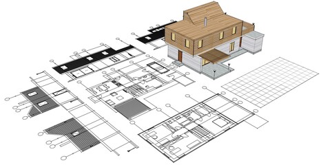 architecture modern house 3d illustration
