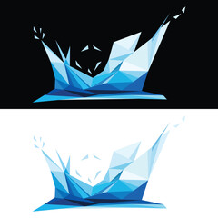 Water Splash Polygon Low Poly Vector. Water Splash abstract Low Poly Illustration. Water Polygonal logo Illustration