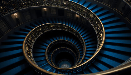 Fototapeta premium Grand Spiral Staircase: Elegant Architectural Design
