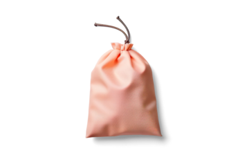 Peach Colored Minimalist Pouch with Tag on a transparent background
