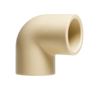 A CPVC elbow fitting for redirecting pipes in the concealed plumbing of a modern bathroom.