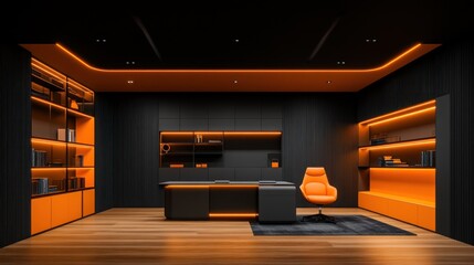 Modern Orange and Black Office Interior Design