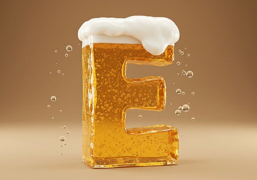The letter e is made of beer and foam