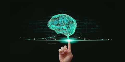 A hand showing technology with cyber security, safety, ethic, technology, LLM, large language model...