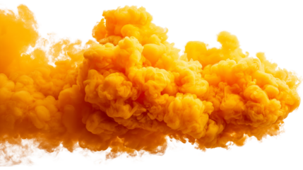 Dynamic Orange Powder Explosion Burst Isolated on Transparent