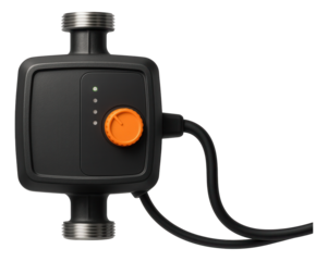 Portable circulating pump for temporary heating installations in rental properties, lightweight and easy to install.