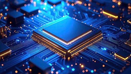 High-tech CPU on circuit board