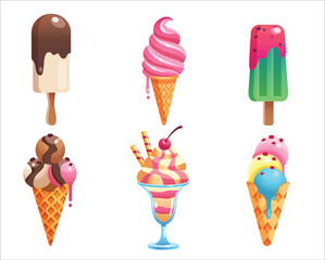 Ice cream set vector illustration