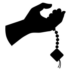 Praying human hands holding Rosary (Tasbih).