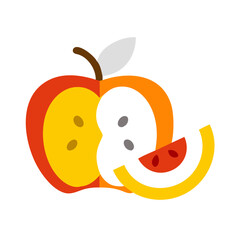 Obraz premium Colorful abstract apple and fruit slices in modern flat design 