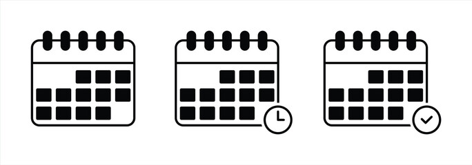 Simple Calendar Symbol Set. Time Management Concepts