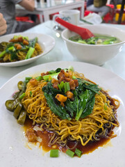 Wonton noodles served in local Malaysian eatery