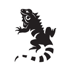Iguana Lizard Silhouette Vector Icon Illustration Isolated