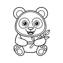 Adorable Panda Bear Coloring Page Cute Cartoon Animal Illustration