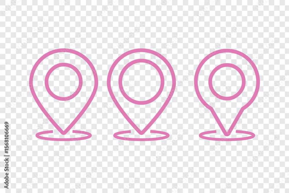 Poster location icon set map pointer pin sign symbol red black outline destination icon place address navig