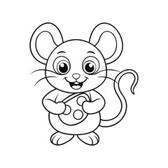 Adorable Cartoon Mouse Holding Cheese Free Printable Coloring Page