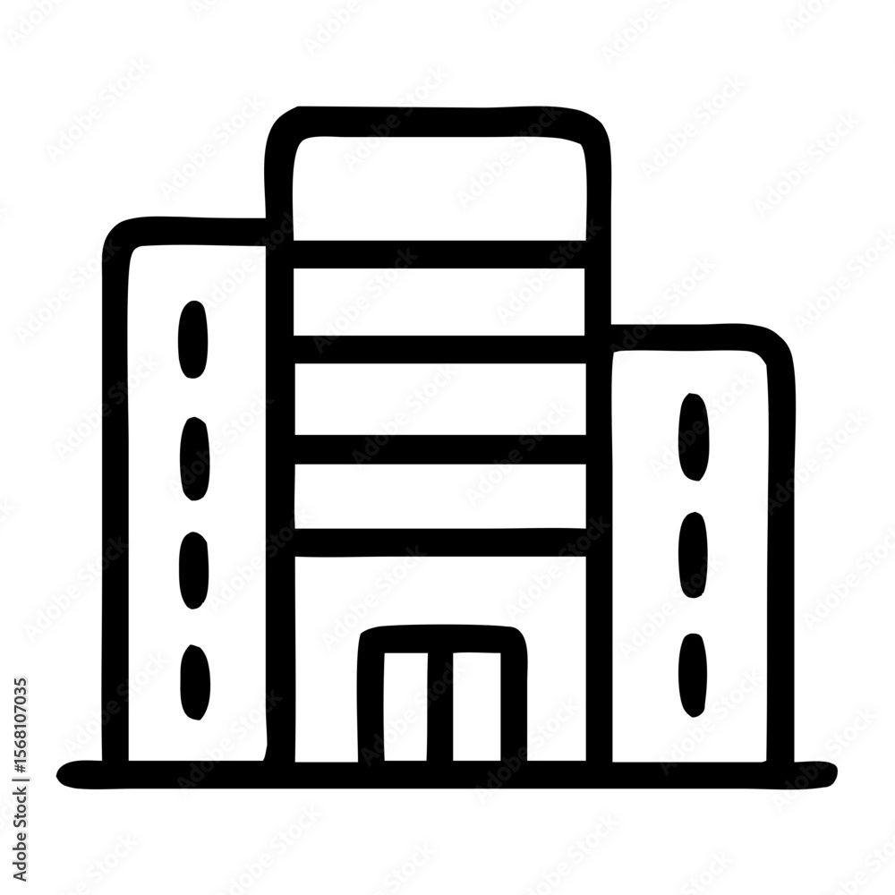 Poster outline line building icon with simple design for architecture element