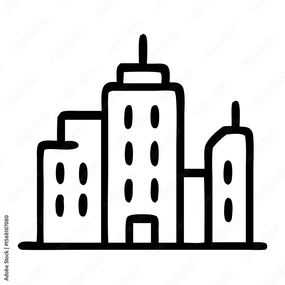 Poster simple outline sketched city building silhouette element for architecture