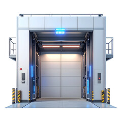 Modern industrial elevator system futuristic building machinery interior commercial transport