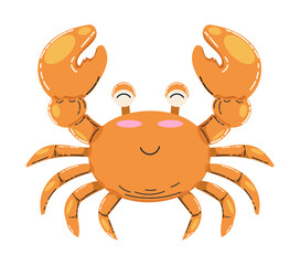 Cute Smiling Cartoon Crab Character in a Colorful Illustration