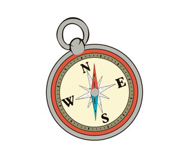 Vintage Compass Illustration Showing Cardinal Directions for Navigation Concept