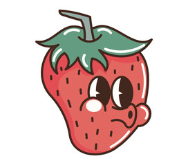 Cartoon Strawberry Character With Facial Expression, Stylized Fruity Illustration