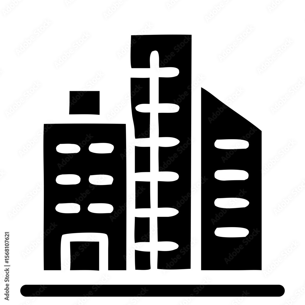 Poster doodle style building skyline cityscape structure architecture design icon