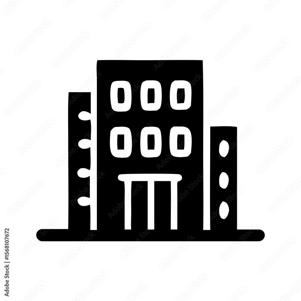 Poster thin line building structure minimalist pink color construction icon element