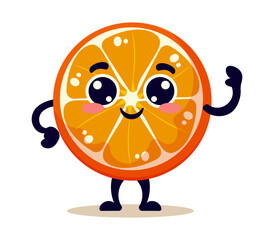 Cute Orange Slice Cartoon Character with a Happy Smiling Face