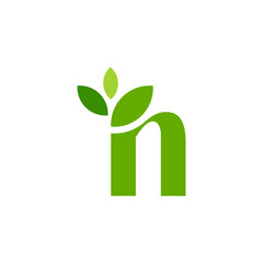 Letter N Leaf Logo. ecology, herbal, bio, green