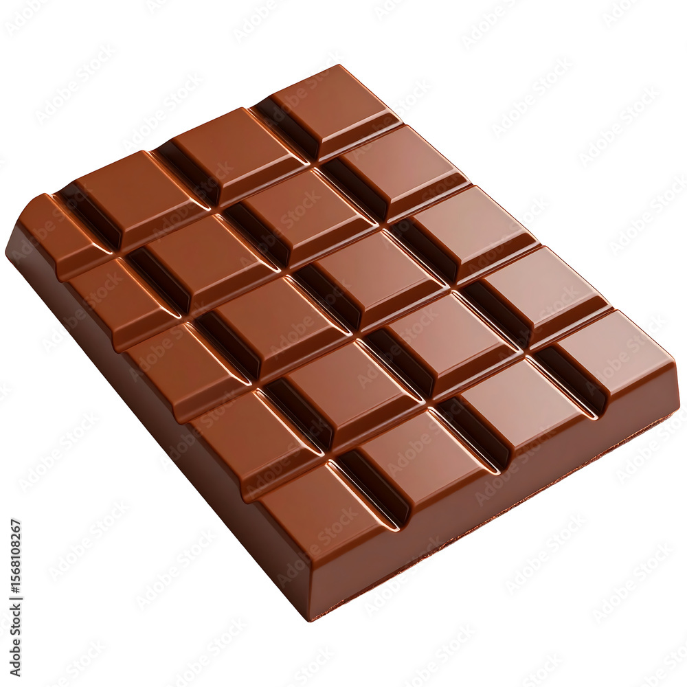 Poster glossy 3d chocolate bar with soft square segments on transparent background icon