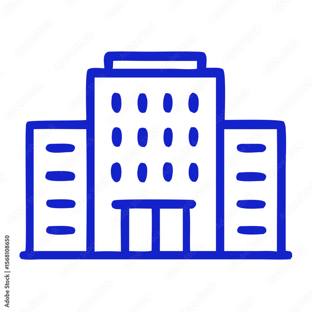 Poster line art simple building structure exterior front view architecture icon