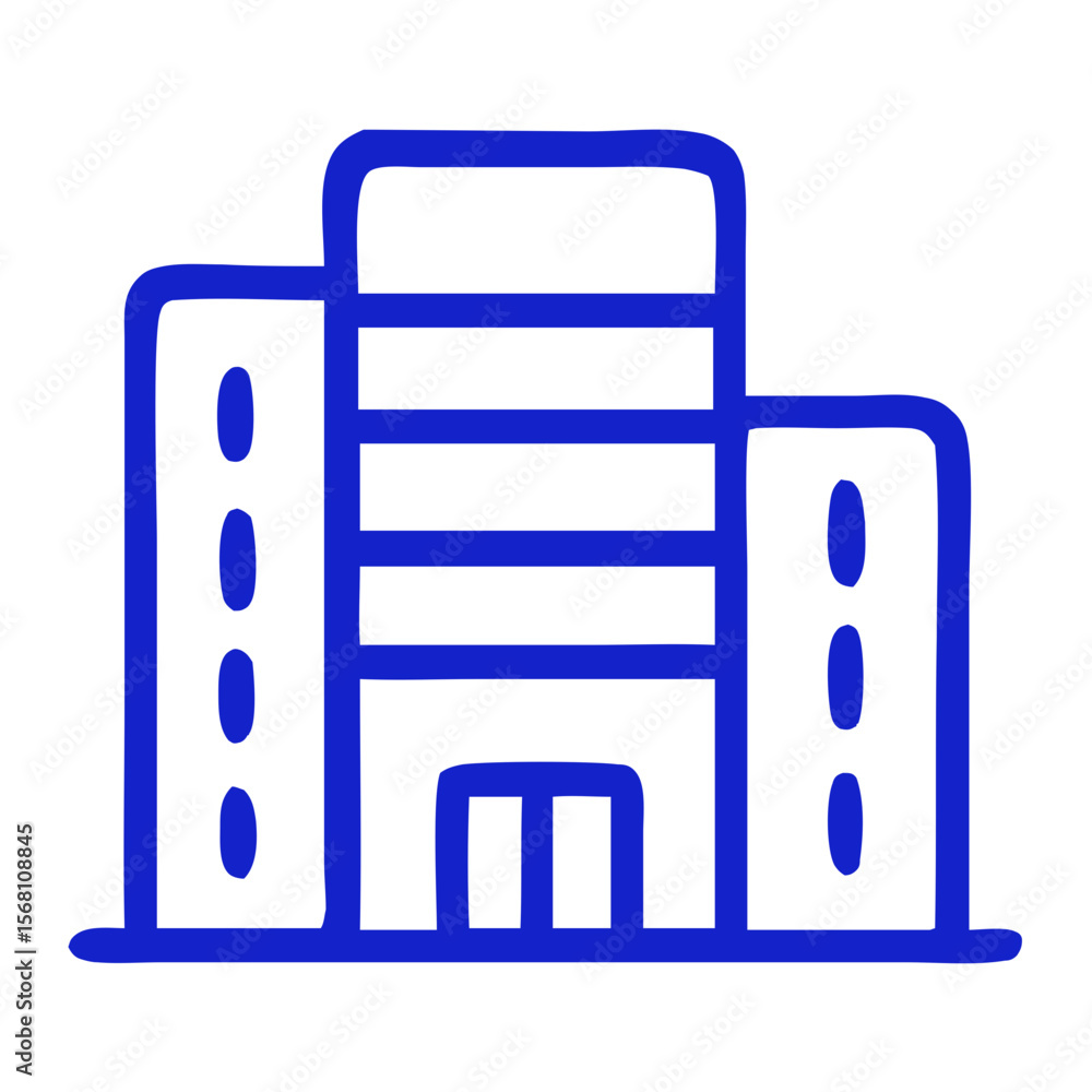 Poster outline line building icon with simple design for architecture element