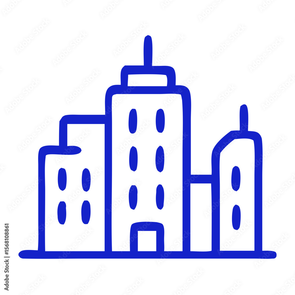 Poster simple outline sketched city building silhouette element for architecture