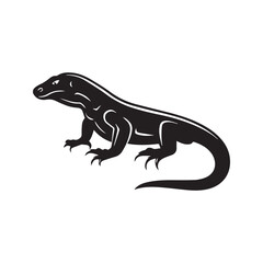 Komodo Dragon Silhouette Vector Illustration Isolated