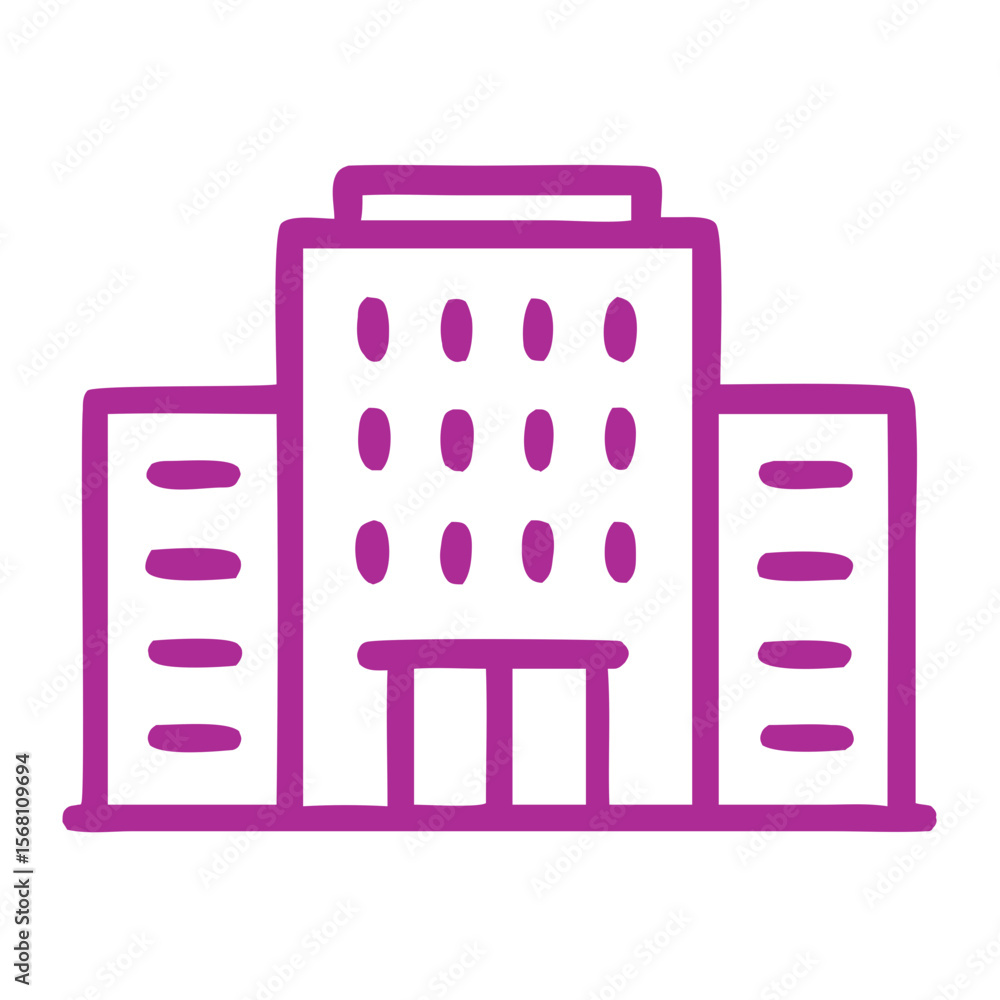 Aufkleber line art simple building structure exterior front view architecture icon