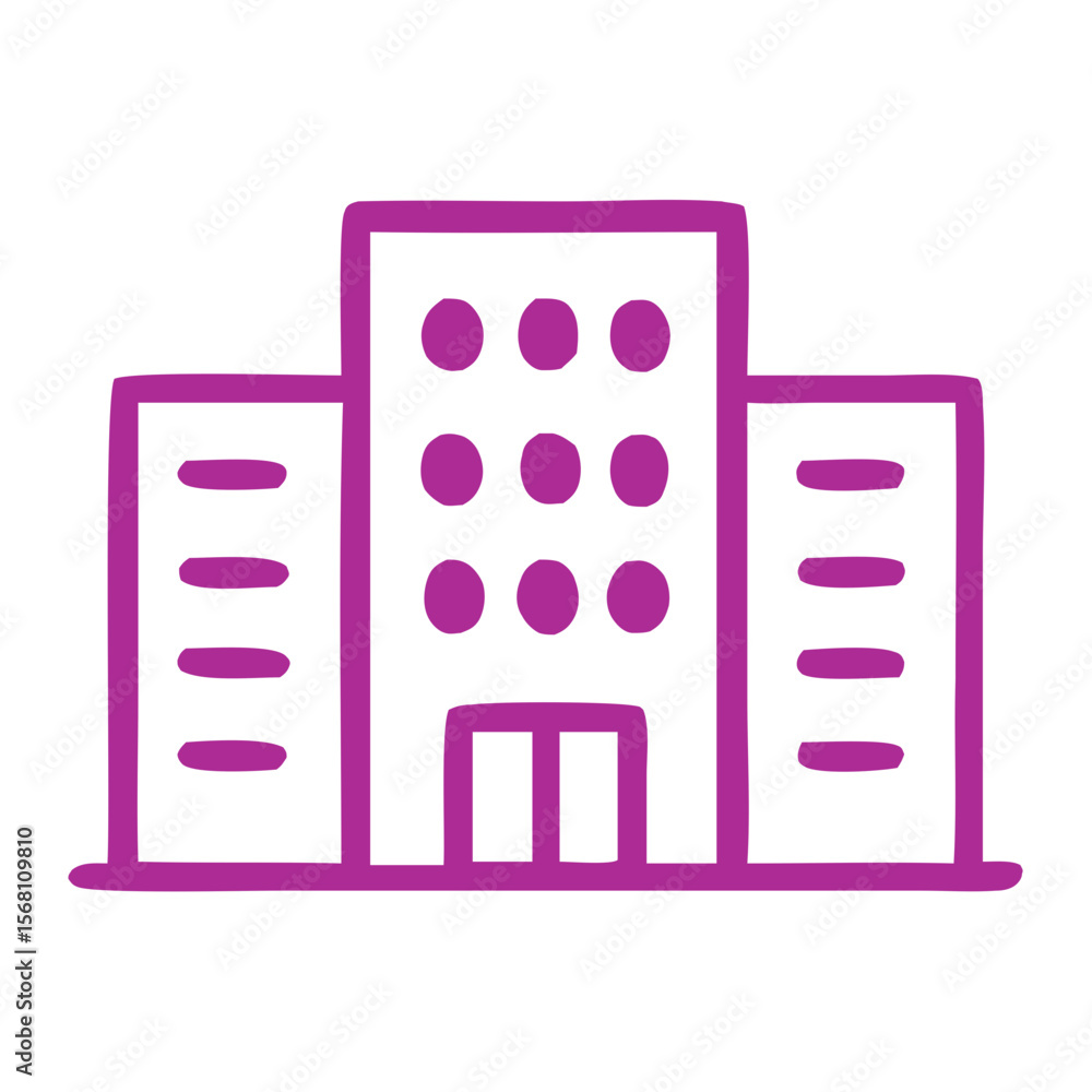 Poster simple handdrawn office building skyscraper business structure architecture icon