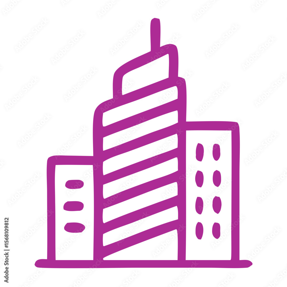 Aufkleber handdrawn simple building skyscraper icon architecture element for web and mobile design