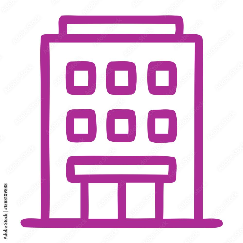 Poster simple outline building residential architecture structure symbol line icon