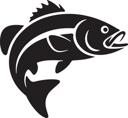 Stylized Line Art of a Barracuda with Distinct Fins and Sharp Teeth